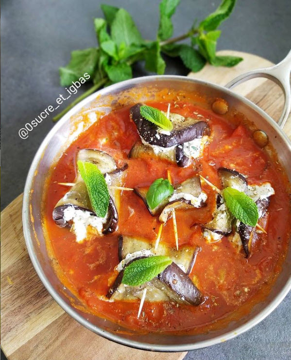 ROULÉS D'AUBERGINES IG bas à la ricotta et tomate 0 sucre et IG bas